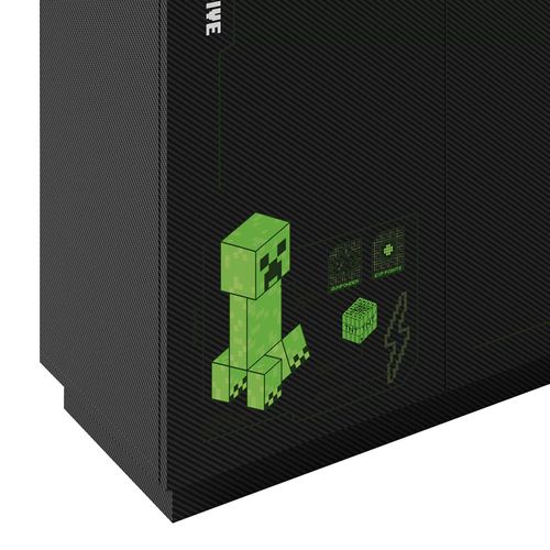 Armoire 3 Portes Et 3 Tiroirs - Niche Avec Éclairage LED - Noir Minecraft