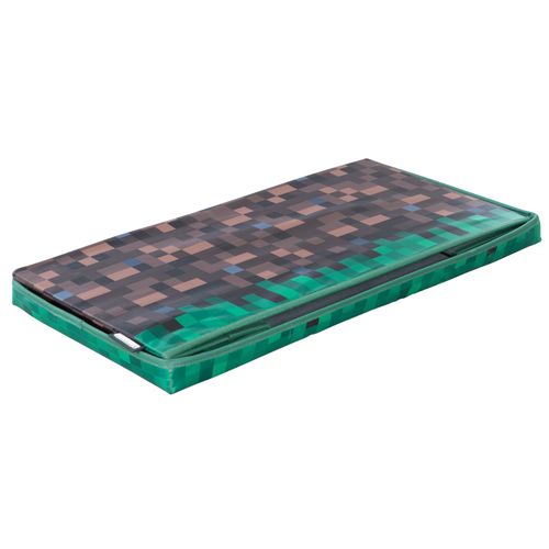 Coffre à Jouet Et Siège Pliable 2en1 - Rectangulaire - Bloc D'herbe Minecraft