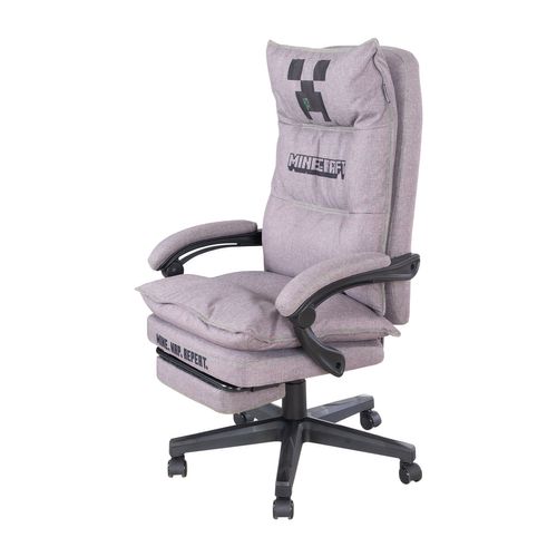 Chaise Gaming Confortable - Rotation 360° Et Hauteur Ajustable - Gris Creeper Minecraft