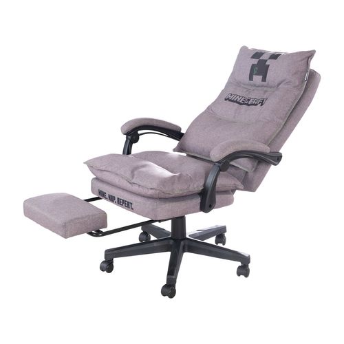 Chaise Gaming Confortable - Rotation 360° Et Hauteur Ajustable - Gris Creeper Minecraft