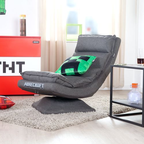 Fauteuil Gaming Rotatif à 360° Avec Dossier Pliable - Gris Foncé Minecraft