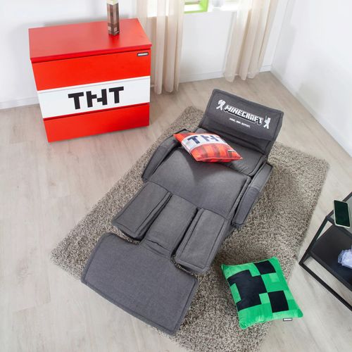 Fauteuil Gaming Rotatif à 360° Avec Dossier Inclinable Et Accoudoirs - Gris Minecraft