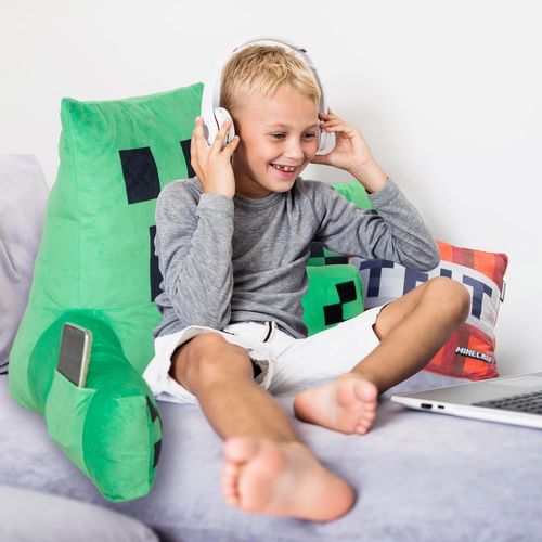 Coussin De Lecture Avec Dossier Haut Accoudoirs Et Poche - Vert Creeper Minecraft