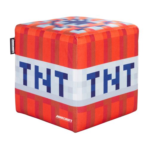 Lot De 2 Poufs En Velours - Bloc D’herbe Et Cube Tnt Minecraft
