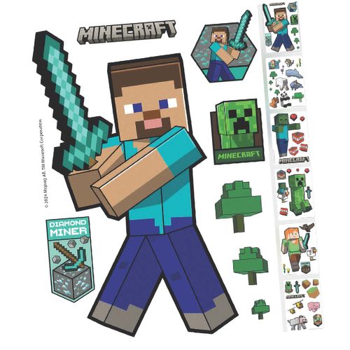 Lot De 6 Feuilles D'autocollants Muraux Faciles à Retirer Minecraft