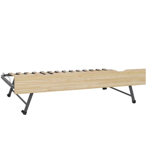 Sommier Gigogne Avec Façade 2 Mains Makuria Bois Naturel 90x200 Cm