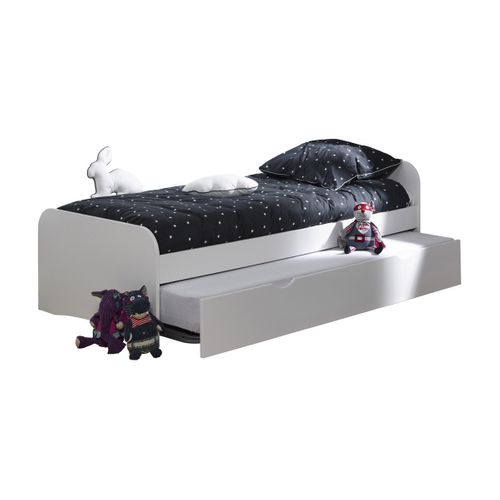 Pack Lit Gigogne Avec 2 Matelas Thaïs   Blanc 90x190 Cm