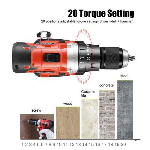Perceuse Visseuse Perceuse à Percussion, 100nm, 2 Batterie 2.0ah