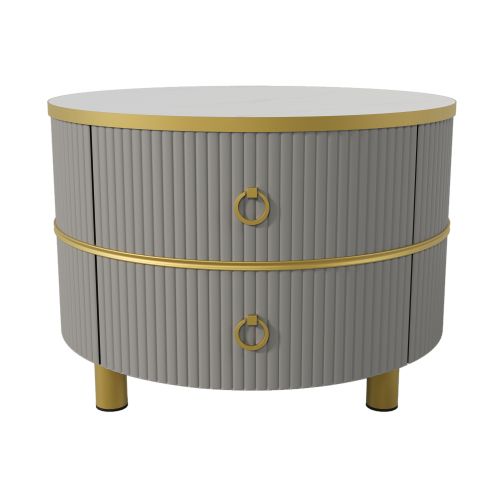 Table 2-en-1 En Mdf Avec Plateau Brillant Blanc, 70x70x46 Cm + 50x50x40 Cm