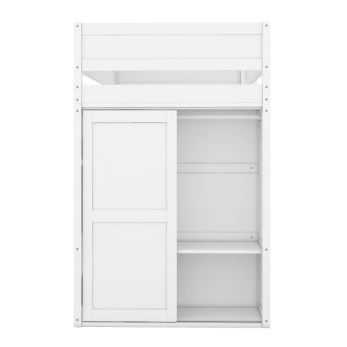 Lit Mezzanine Pour Enfant Polyvalent 90x200 Cm Avec Armoire, Bureau Et Tiroirs - Blanc