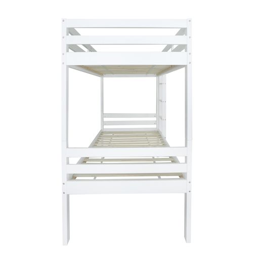 Lit Superposé Avec Échelle En Angle à Trois Niveaux Et Barrière De Sécurité,blanc, 90x200 Cm