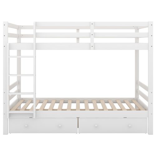 Lit Pour Enfant Superposé 140x200cm Avec Tiroirs De Rangement, Blanc