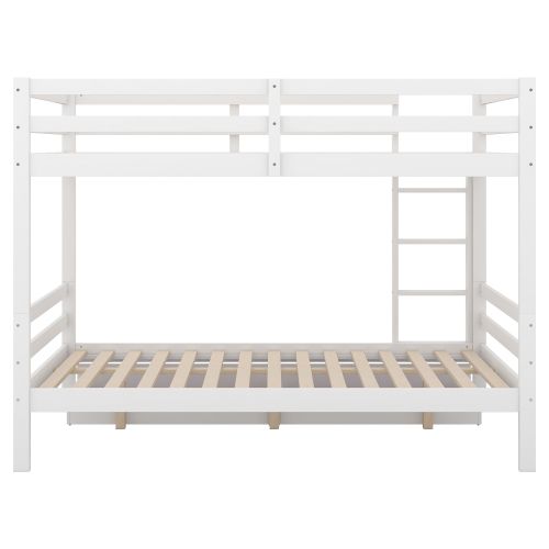 Lit Pour Enfant Superposé 140x200cm Avec Tiroirs De Rangement, Blanc