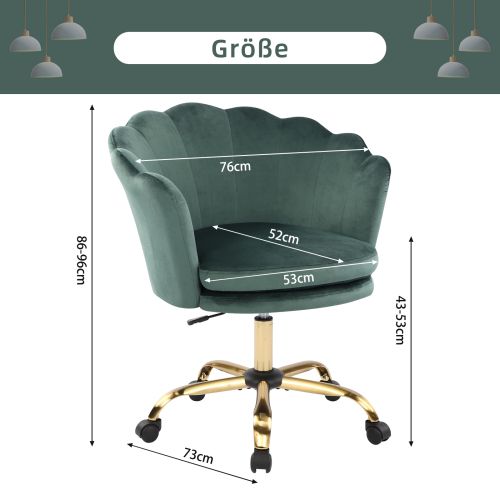 Fauteuil De Bureau Réglable En Hauteur, Vert + Or