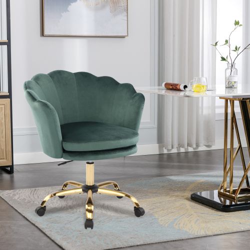 Fauteuil De Bureau Réglable En Hauteur, Vert + Or