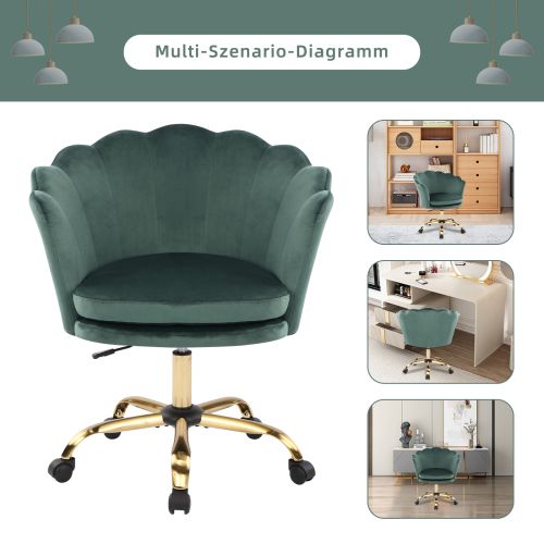 Fauteuil De Bureau Réglable En Hauteur, Vert + Or