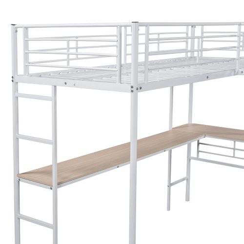 Lit Mezzanine 90x200cm, Deux Lits, Blanc