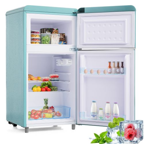 Réfrigérateur Rétro Double Porte, 72l, Cyan, Classe E