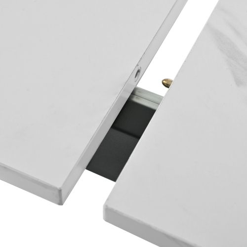 Table à Manger Télescopique 140/180x80x75 Cm, Pieds En Métal, Plateau En Mdf Avec Motif Marbre