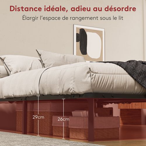 Sommier à Lattes Sur Pieds, Lit 2×13 Lattes, 7 Pieds Inclus, 140x190cm