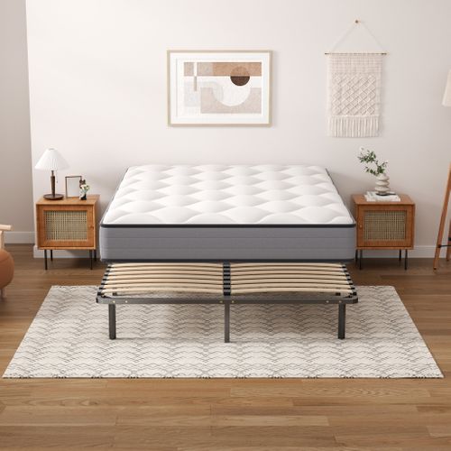 Ensemble Matelas à Ressorts 140x190cm, Epaisseur 20 cm + sommier à Lattes Sur Pieds