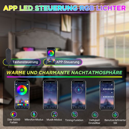 Lit Double 140x200 Cm En Velours Gris Avec Rangement Hydraulique, LED Et USB-c