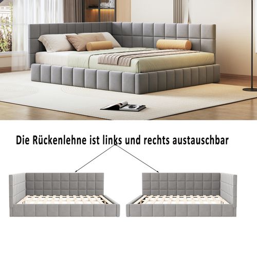 Canapé-lit 160x200 Cm En Velours Beige, Multifonction Avec Sommier à Lattes