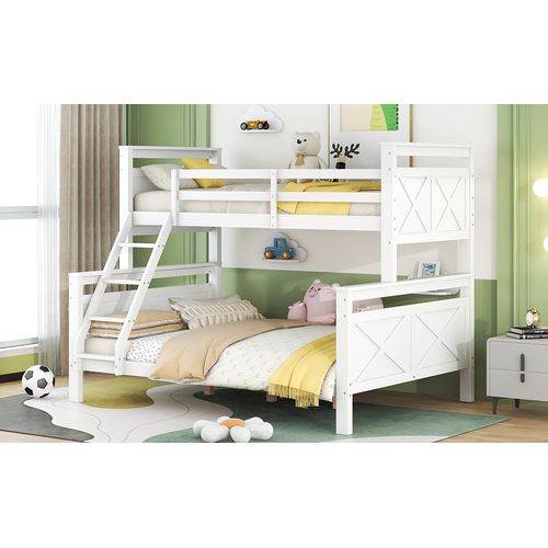 Lit Superposé 90x200/140x200 Cm Convertible En 2 Lits, Bois Blanc