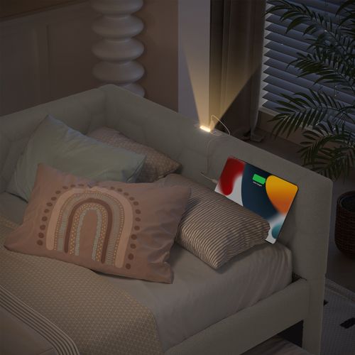 Lit gigogne 90x200 Cm En Velours Avec Canapé-lit Extensible, Lampe Et Ports USB/type-c, Rose