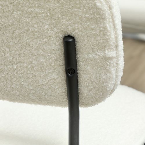 Lot De 4 Chaises De Salle à Manger Blanches En Tissu Bouclé, Pieds En Acier, Style Moderne