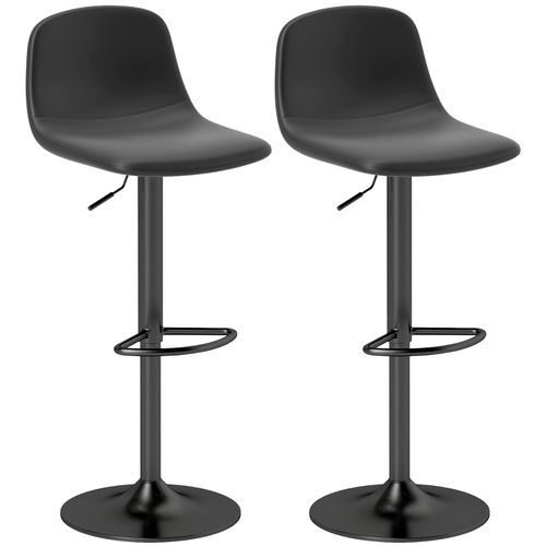 Lot De 2 Tabourets De Bar Réglables Et Pivotants En Similicuir Noir