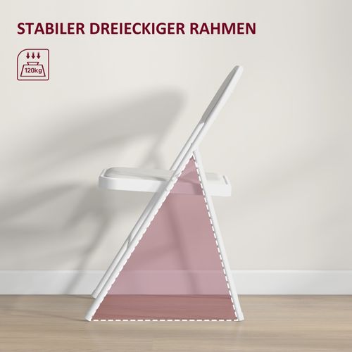 Lot De 4 Chaises Pliantes Blanches Avec Coussin En Similicuir Et Structure En Acier