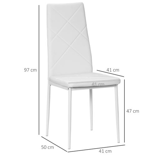 Lot De 4 Chaises De Salle à Manger Blanches En Similicuir Avec Pieds En Métal