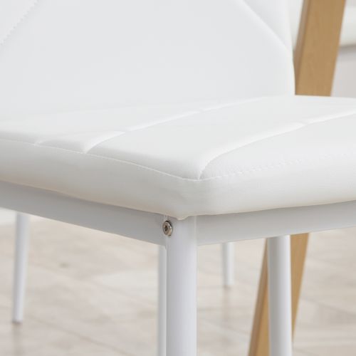 Lot De 4 Chaises De Salle à Manger Blanches En Similicuir Avec Pieds En Métal
