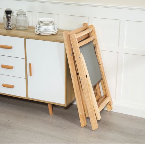 Chaise Pliante En Bois Massif, Compacte Et Design Pour Maison Et Bureau, Gris