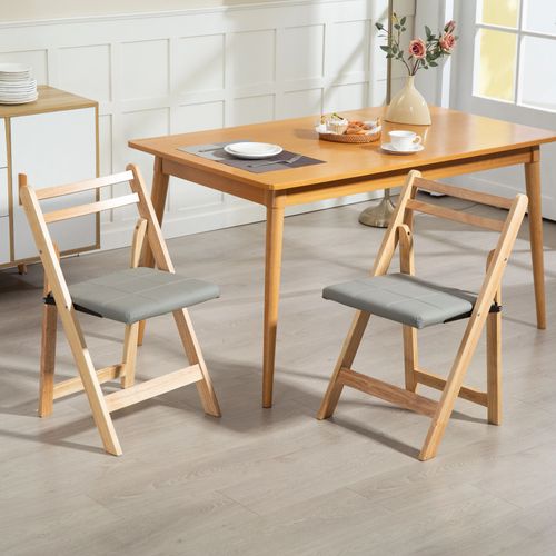 Chaise Pliante En Bois Massif, Compacte Et Design Pour Maison Et Bureau, Gris