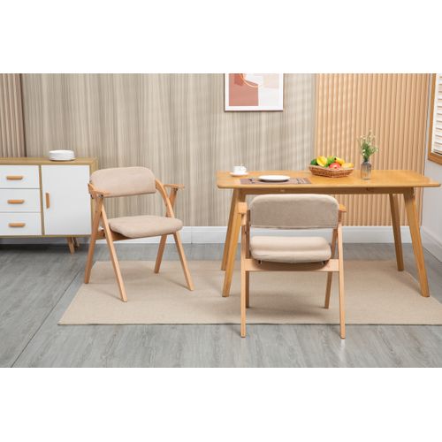 Lot De 2 Chaises Pliantes En Bois Avec Accoudoirs Et Assise Rembourrée, Kaki