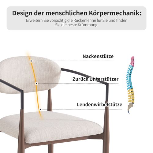 Lot De 4 Chaises En Tissu Lin, Pieds Réglables Et Design Ergonomique