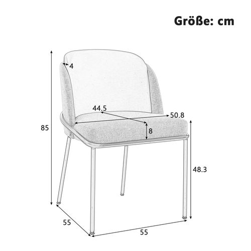 Lot De 2 Chaises Modernes Beige Avec Pieds Inclinés Et Pieds Réglables