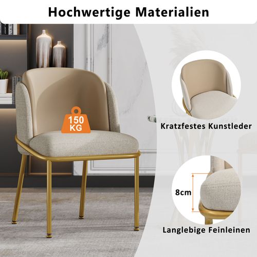 Lot De 2 Chaises Modernes Kaki Avec Pieds Inclinés Et Pieds Réglables