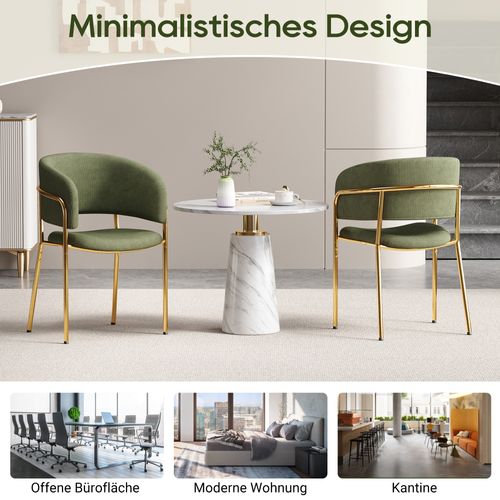 Lot De 4 Chaises Modernes Vert En Tissu Côtelé Avec Pieds Inclinés Réglables