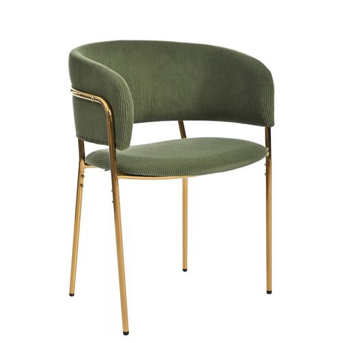 Lot De 4 Chaises Modernes Vert En Tissu Côtelé Avec Pieds Inclinés Réglables