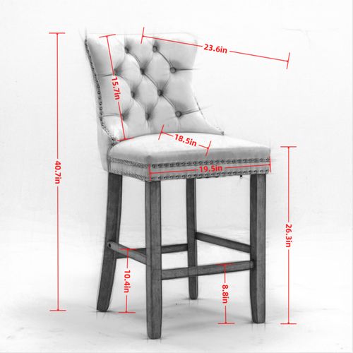 Lot De 2 Tabourets De Bar En Velours Noir Avec Dossier Haut Et Pieds En Bois