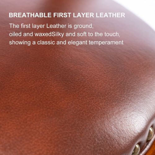 Tabourets De Bar En Cuir Vachette Pivotants 360° Avec Dossier, Bois Ivoire