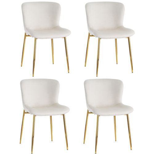 Fauteuil En Velours Beige Avec Pieds Dorés, Lot De 6 Chaises Lounge Modernes Sans Accoudoirs