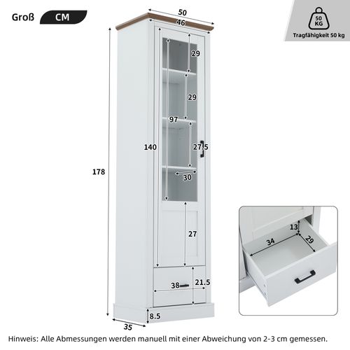 Vitrine LED Moderne Blanche Mate 178 Cm Avec Éclairage 16 Couleurs Et Port USB