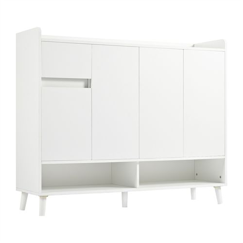 Buffet Moderne Blanc 4 Portes 1 Tiroir Avec Étagère Réglable, 120x99x35 Cm