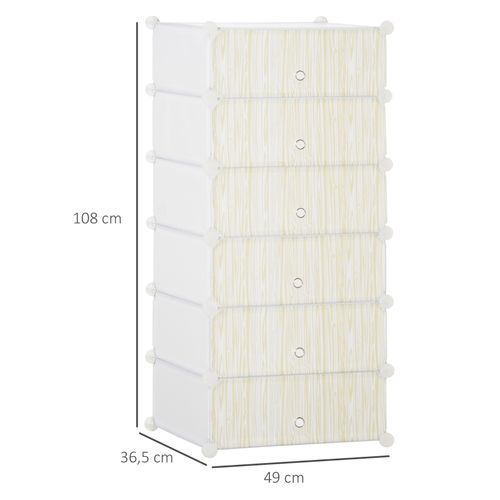 Étagère à Chaussures Modulable En Plastique Blanc Pour 6 Paires, 49x36,5x108 Cm