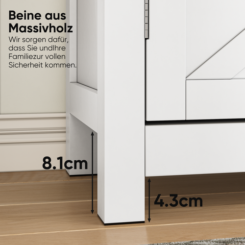 Buffet De Style Ferme Blanc Avec Tiroir, Étagères Réglables Et Plateau Noyer