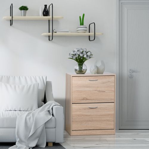 Meuble à Chaussures En Bois Vintage Avec 2 Portes Battantes, Rangement Élégant Pour Entrée